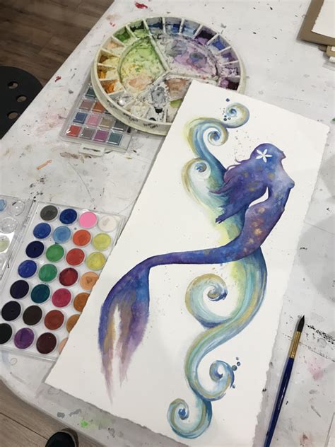 Abstract Mermaid Watercolour Painting Popular Century