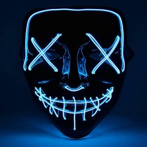 Blue Halloween Light Up Neon Purge Mask Ebay
