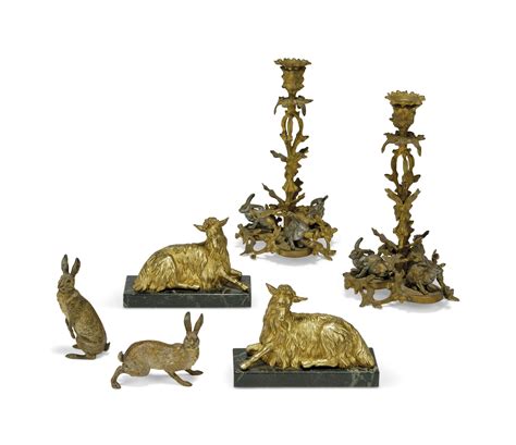 Two Austrian Cold Painted Bronze Models Of Hares By Bergman Vienna