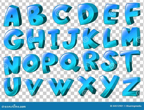 Letters Of The Alphabet In Blue Colors Stock Vector Image 44512901