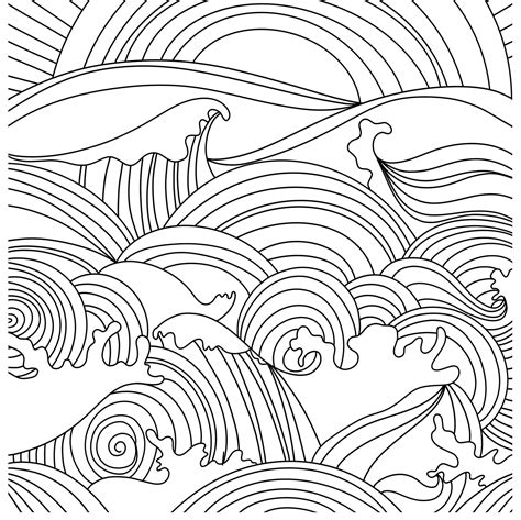 Blank Ocean Waves Coloring Coloring Pages