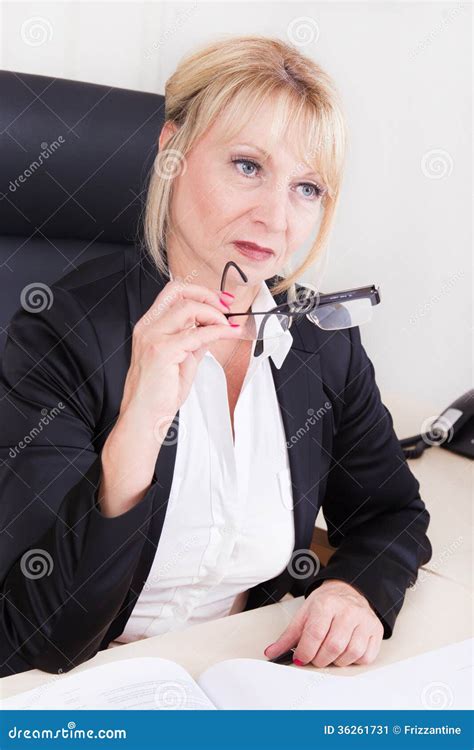 Portrait Of A Successful Older Businesswoman With Glasses Stock Image Image Of Lawyer Costume