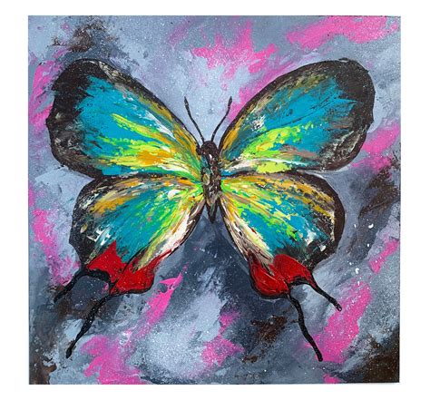 Butterfly Original Oil Painting Butterfly Insect Wall Art Etsy