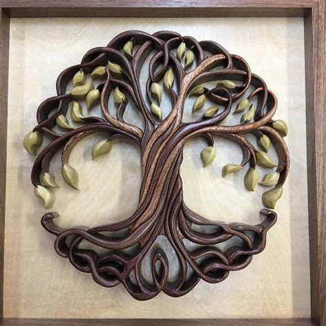 Celtic Tree Carved Wood Wall Art Wood Carving Designs Intarsia Wood