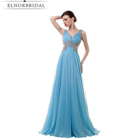 Sexy Sky Blue Prom Dress Deep V Neck Long Birthday Party Dresses Open