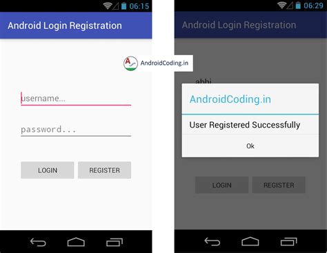 Android Login Registration Mysql Php Part 2 Login Register