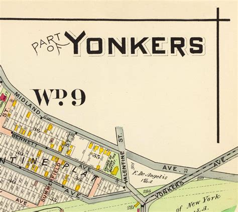 Old Map Of Yonkers New York 1907 Vintage Map Wall Map Print Vintage