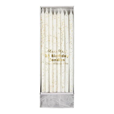 Gold Glitter And Ivory Tall Birthday Candles By Meri Meri Vibrant Home