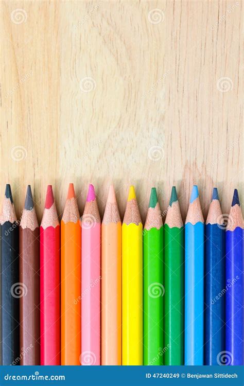 Color Pencils On Wood Texture Stock Image Image Of Bright Texture