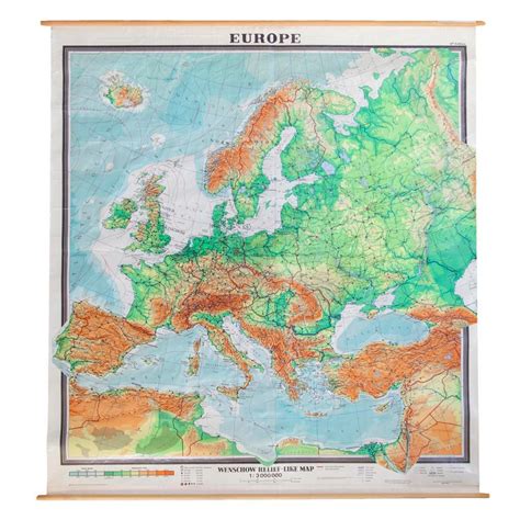 Giant Vintage Pull Down Map Of Europe Chairish