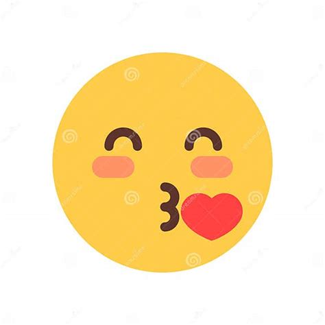 Yellow Smiling Cartoon Face Blow Kiss Emoji People Emotion Icon Stock