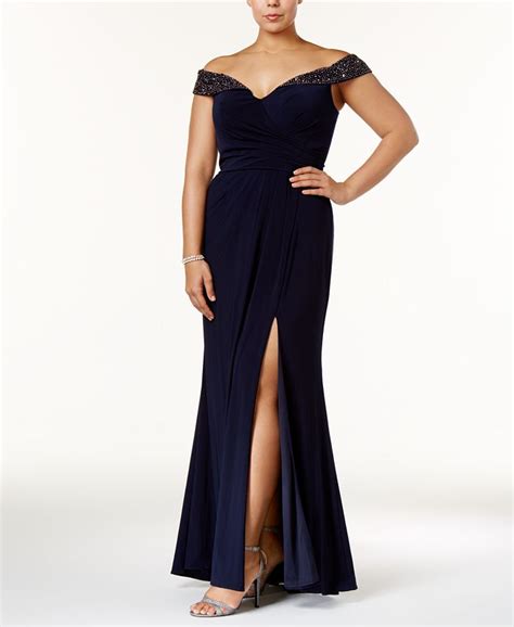 Xscape Plus Size Embellished Off The Shoulder Gown And Reviews Dresses