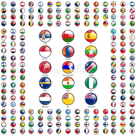 World Flag Collection With Names Stock Vector Illustration Of Flags