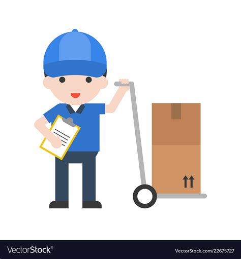 Delivery Man Set Profession Character Of People Vector Image