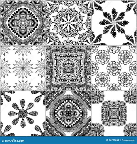 Black And White Geometric Tiles Stock Vector Illustration Of