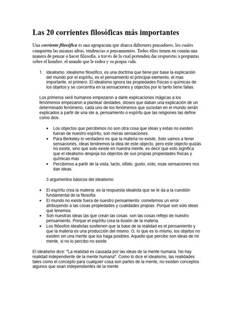 Las 20 Corrientes Filosóficas Más Importantes Pdf Realismo