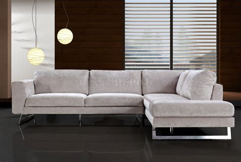 Beige Microfiber Modern Sectional Sofa Wchrome Metal Legs