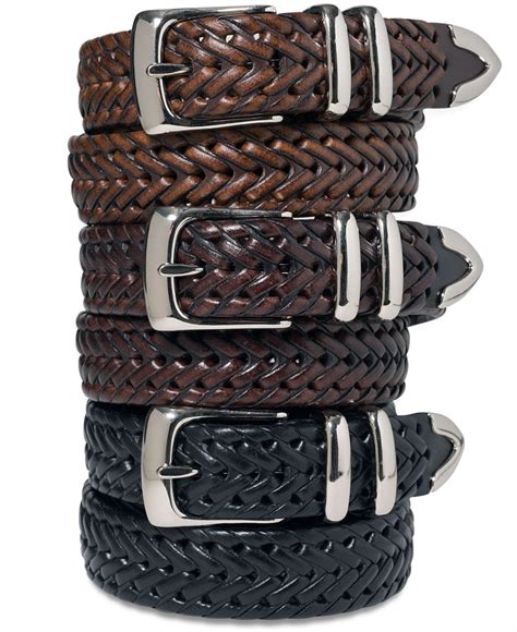 Perry Ellis Mens Leather Braided Belt In Brown For Men Save 31 Lyst