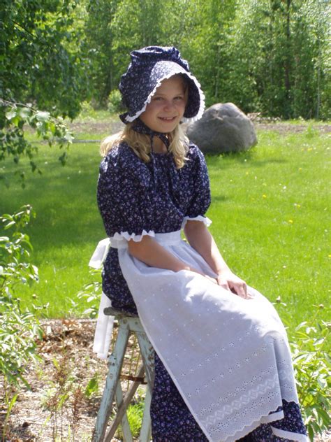 Girls Pioneer Prairie Colonial Costume Dress With Bonnet And Etsy