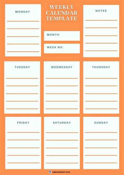 5 Free Printable Weekly Calendar Template Calendarkart Weekly