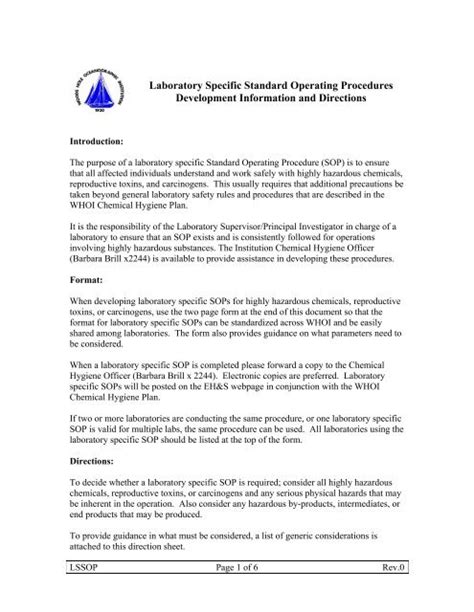 Standard Operating Procedure Pdf Adapted From Ctrg Template Sop