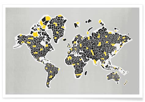 Abstract World Map Poster Juniqe
