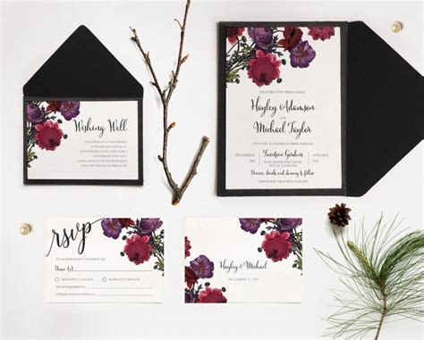 Botanic Rose Floral Wedding Invitations Printable Rose Floral Invite