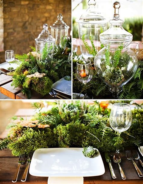 Picture Of A Lush Woodland Table Runner Made Of Greenery