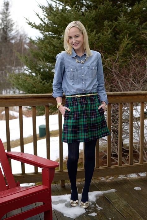 Christmas In Vermont Plaid Skirts Chambray Tops And Glittery Pumps