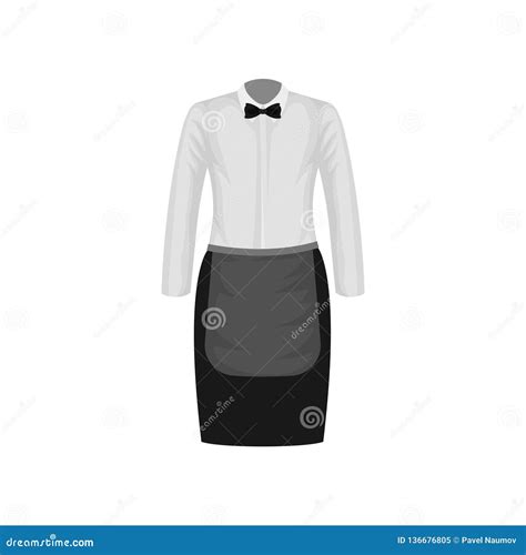 Waitress Uniform White Shirt With Bow Tie And Black Skirt With Apron