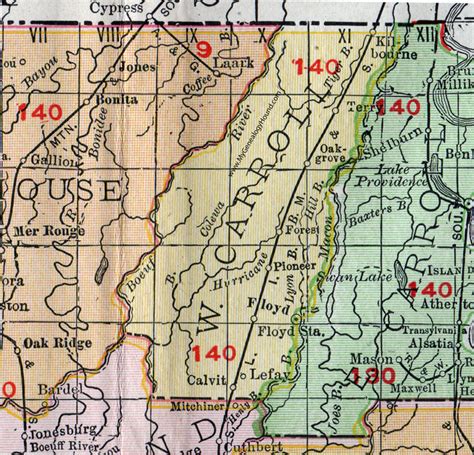West Carroll Parish Louisiana 1911 Map Rand Mcnally Oak Grove