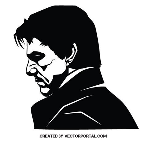Actor Tom Cruise Vector Illustration Stencil Art Silhouette People