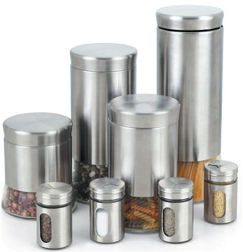 Browse a selection of kitchen canisters that enhance your kitchen décor. Stainless Steel 8-Piece Canister and Spice Jar Set ...