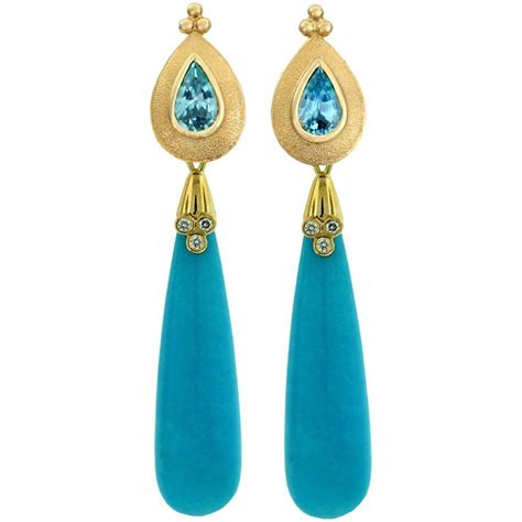 Turquoise Drop Earrings Silver Earrings Handmade Antique Earrings