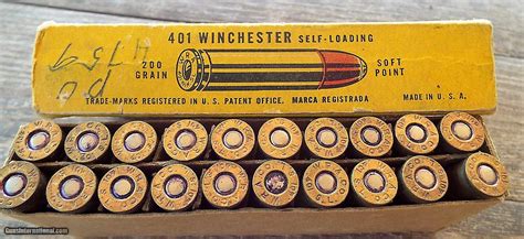 Vintage Full Box Winchester 401 Self Loading Ammo 200 Gr Soft Point