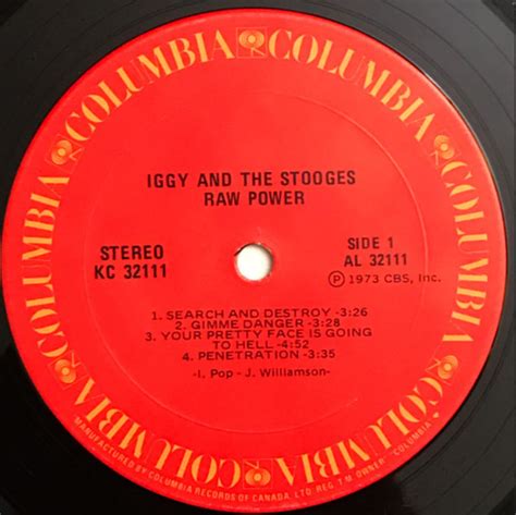 Iggy And The Stooges ‎ Raw Power Original Vinyl Pursuit Inc