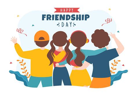 Happy Friendship Day Cute Cartoon Illustration With Young Boys And