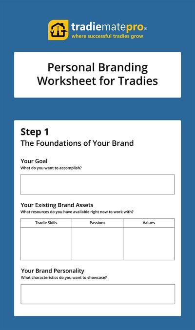 Personal Branding Worksheet For Tradies Tradiematepro