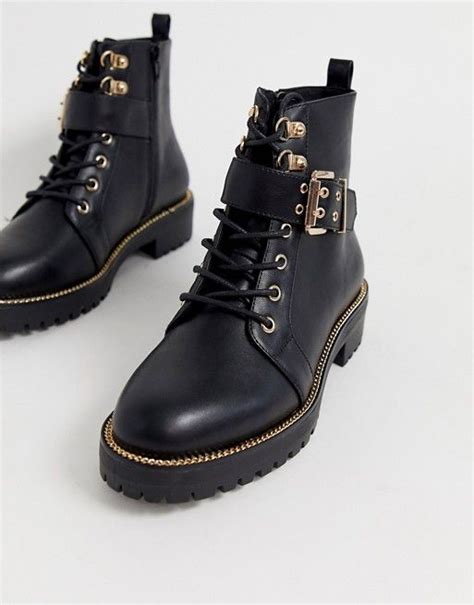 asos design armour chain lace up boots in black asos black lace up boots boots fashion shoes