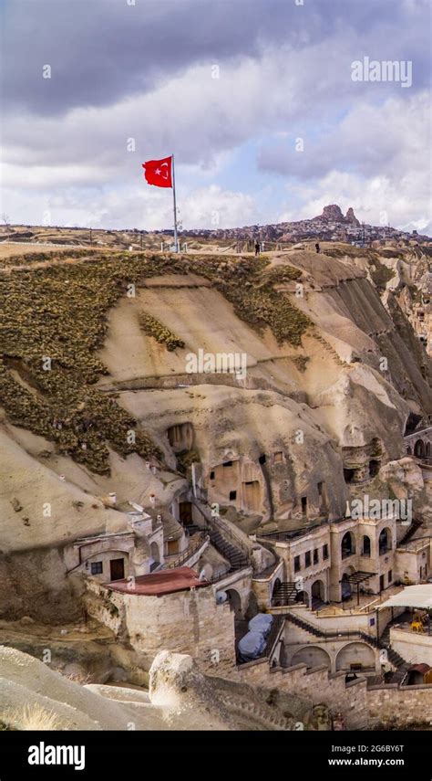 Göreme Turkey March 20 2020 Beautiful Panorama View Of The Town
