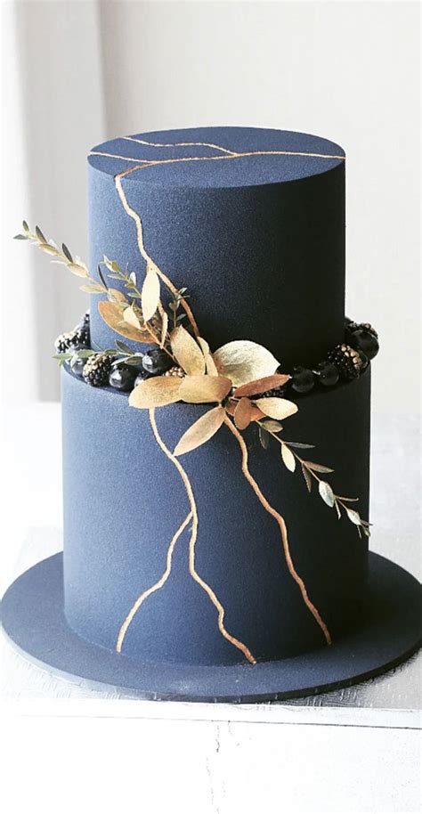 70 Cake Ideas For Birthday And Any Celebration Navy Blue Cake With Gold Accents