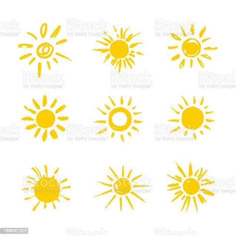 Ilustración De Conjunto De Soles Amarillos Pintados Nueve Soles