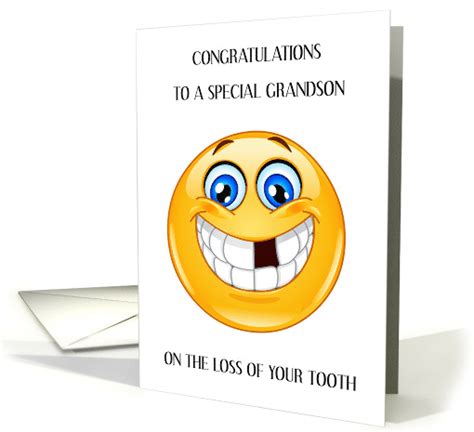 Congratulations To Grandson On Loss Of Tooth Smiling Emoji Card