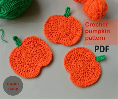 Pumpkin Crochet Coasters Halloween Country Crafts Pattern