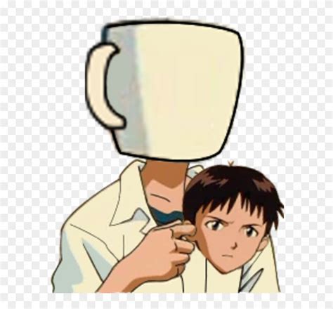 Shinji Holding A Mug Shinji Holding Cup Hd Png Download 600x699 1451493 Pinpng