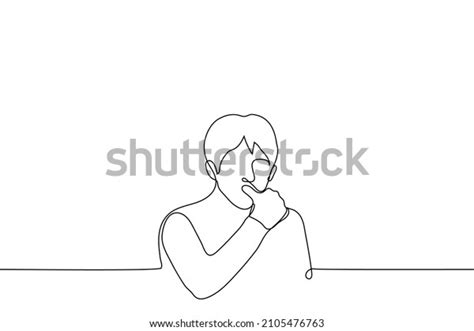Man Licks His Finger One Line Stock Vector Royalty Free 2105476763