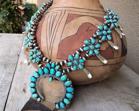 G Cluster Turquoise Squash Blossom By Navajo Pansy Johnson