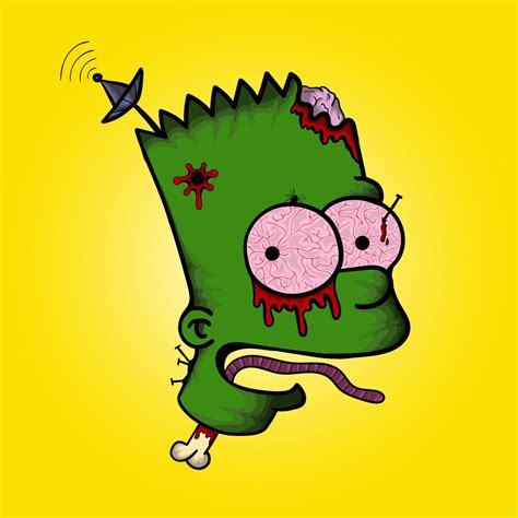 illustration of bart simpson as zombie goku thug style creepy drawings simpsons art zombie