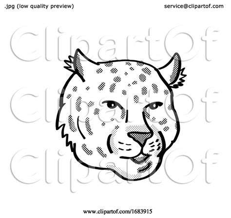Amur Leopard Endangered Wildlife Cartoon Mono Line Drawing By