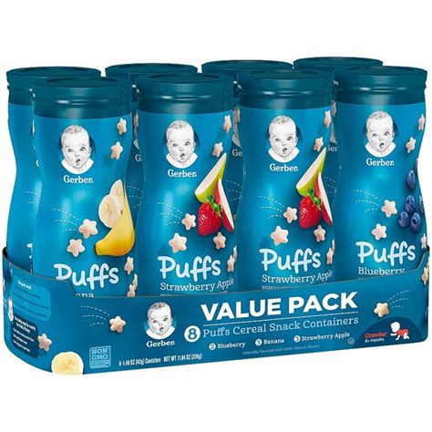 * the % daily value (dv) tells you how much a nutrient in a serving of food contributes to a daily diet. Gerber Graduates Puffs Cereal Snack Variety Pack (1.48 oz ...